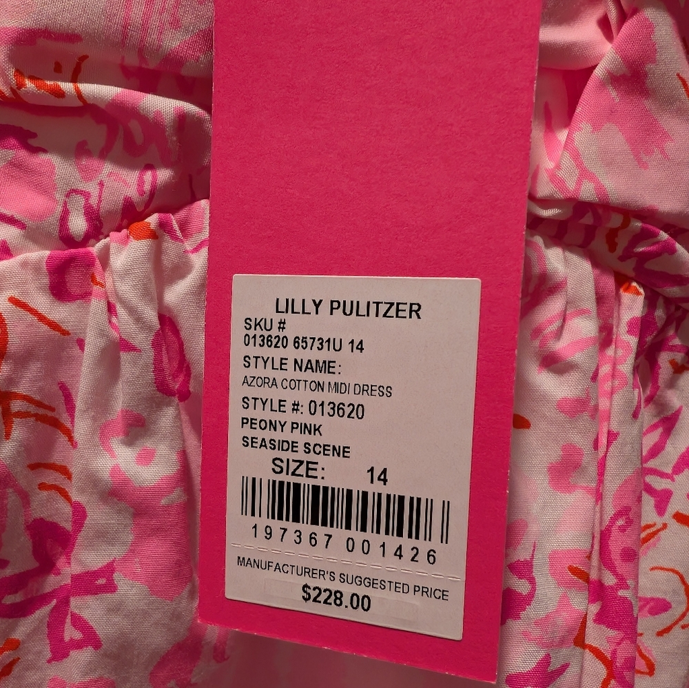 NWT Lilly Pulitzer Women's Azora Floral Cotton Midi Dress - Picture 3 of 3